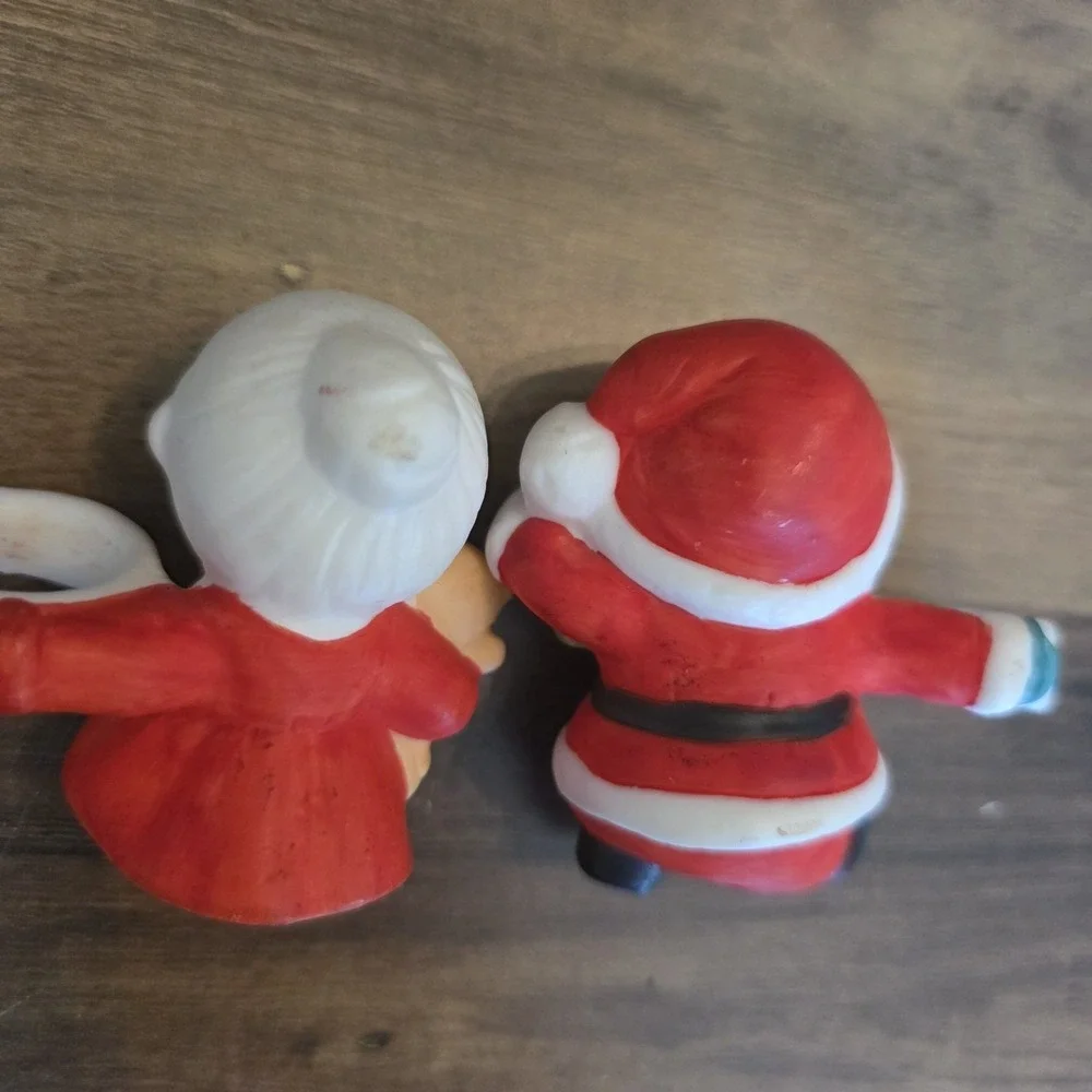 Christmas Candle Holders Santa Claus & Mrs. Claus Ceramic Holiday Decor 2.5